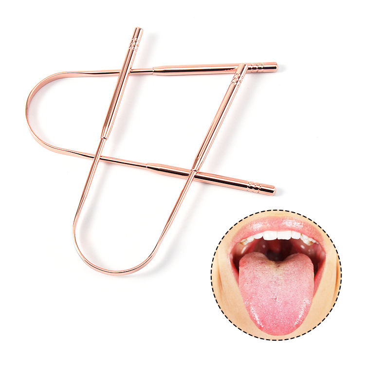 Wholesale Rose Gold Tongue Scraper Stainless Steel Tongue Cleaner Dental Oral Hygiene