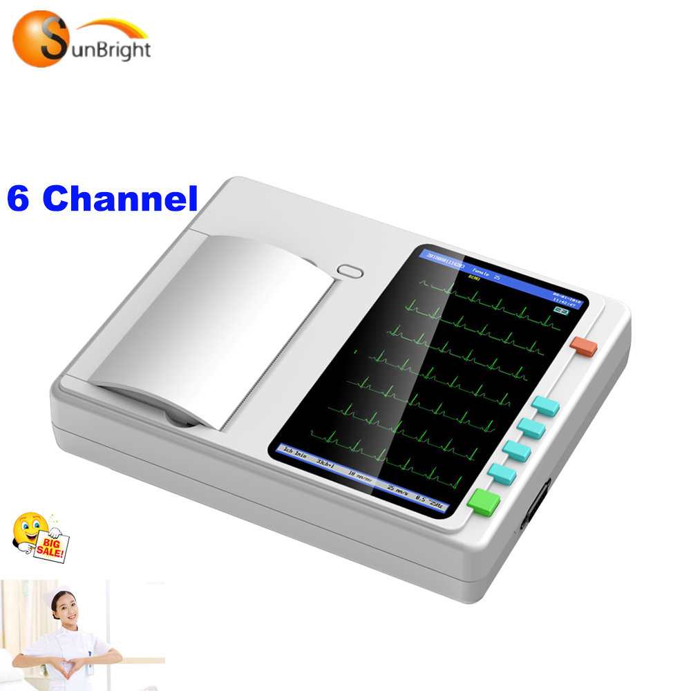 Holter ЭКГ монитор портативный 12 свинца 6 каналов ЭКГ машины с программным обеспечением ЭКГ
