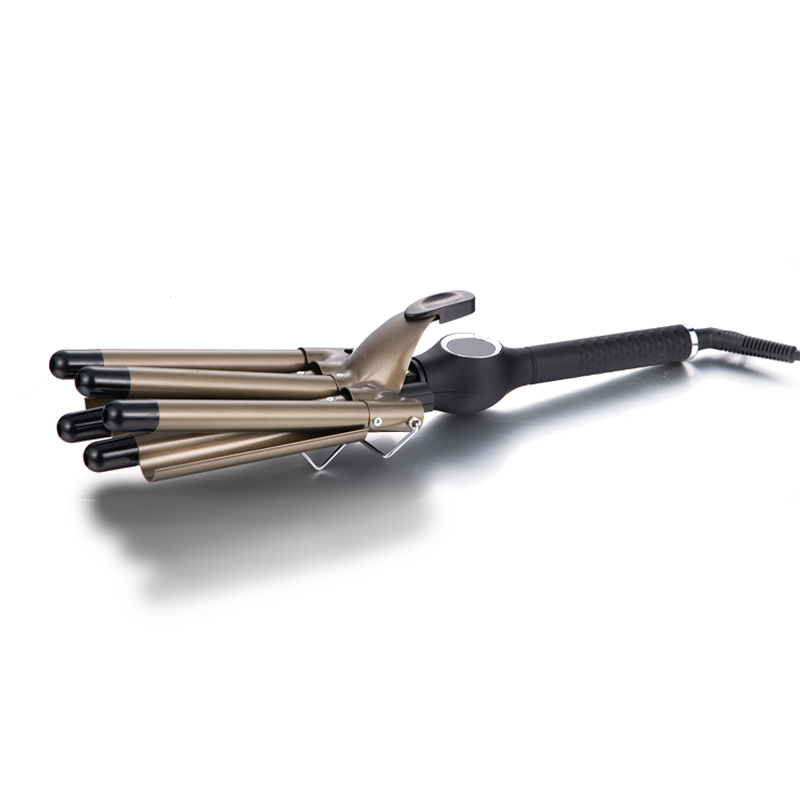 Gold Colour Big Waves Curler Hair Curling Iron Machine Ceramic 5 Barrel Waver Professional 2 in 1 Hair Straightener Hair Curler