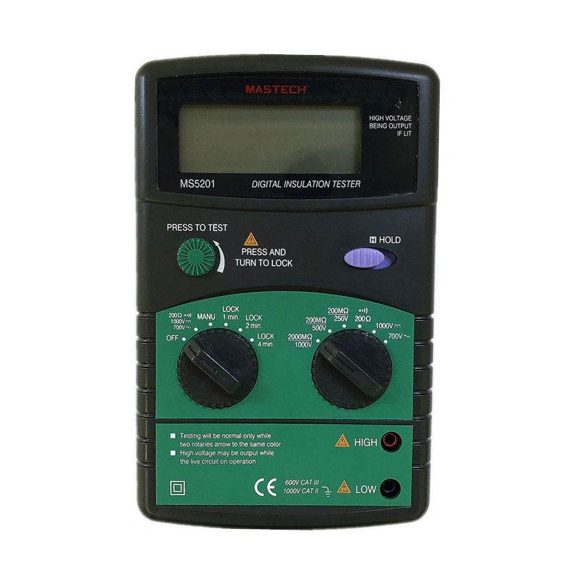 Цифровой Мультиметр Mastech MS5201, 1999 отсчетов, Мегаомметр, тестер изоляции, сопротивление, напряжение постоянного и переменного тока с звуковой и световой сигнализацией