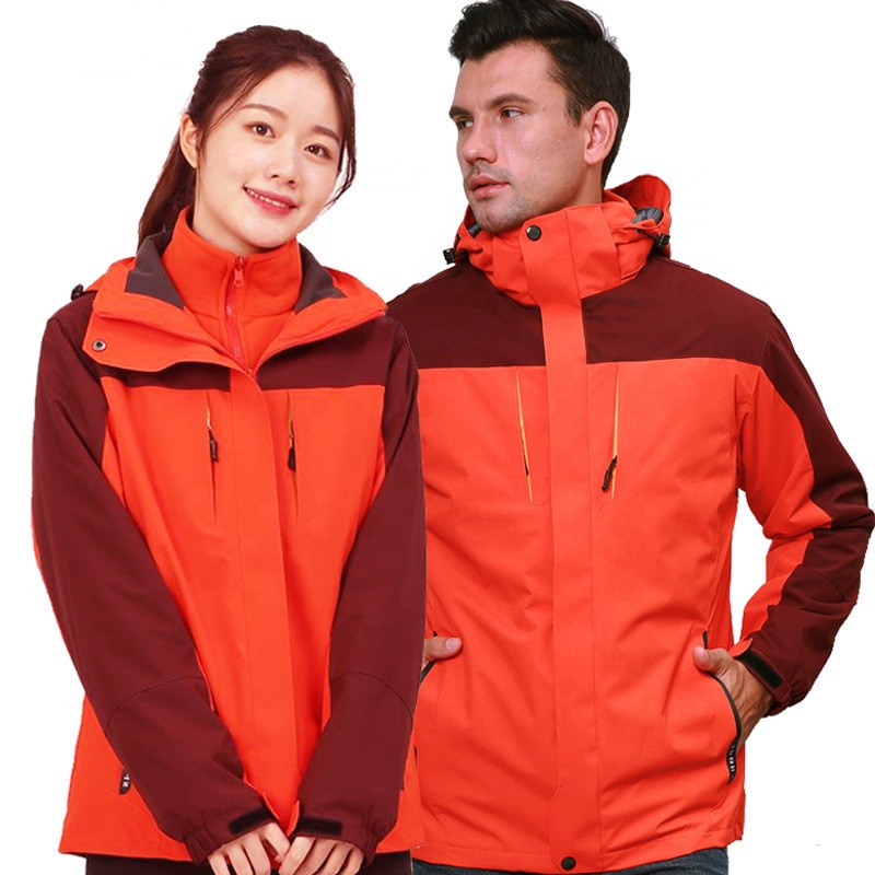 New outdoor extra-thick blazer for men and women three in one two set of detachable waterproof mountaineering clothing coat
