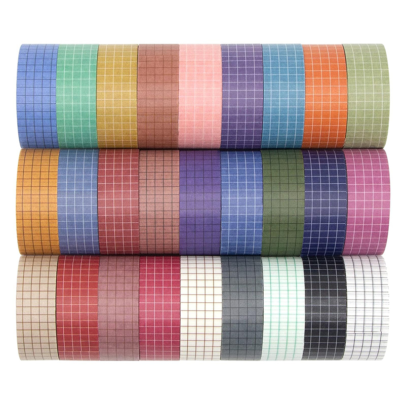 Grid Washi Tape Stationery Office Party Kids Diy Planner Masking Decoration Waterproof Plaid Paper Tape