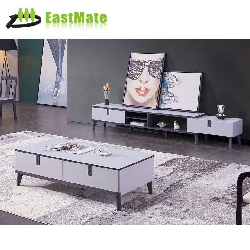 TV cabinet tea table combination of modern toughened glass sitting room telescopic cabinet TV machine cabinet