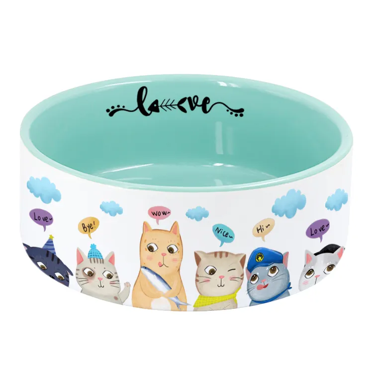 Wholesale custom logo colorful pet bowl ceramic dog bowl
