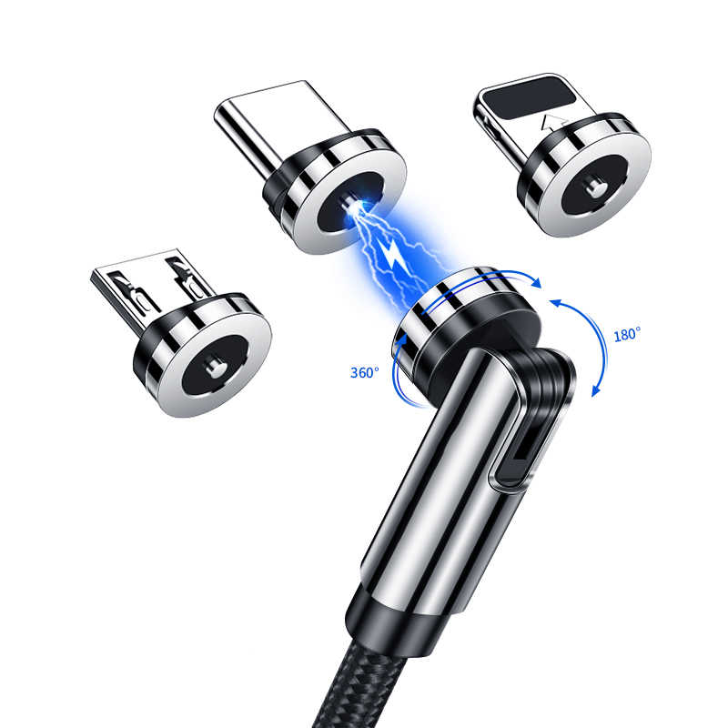 Новый 540 градусов Поворот Магнитный usb-кабель Micro USB Type C кабель Магнитный зарядный кабель для передачи данных для iPhone Android линии передачи данных