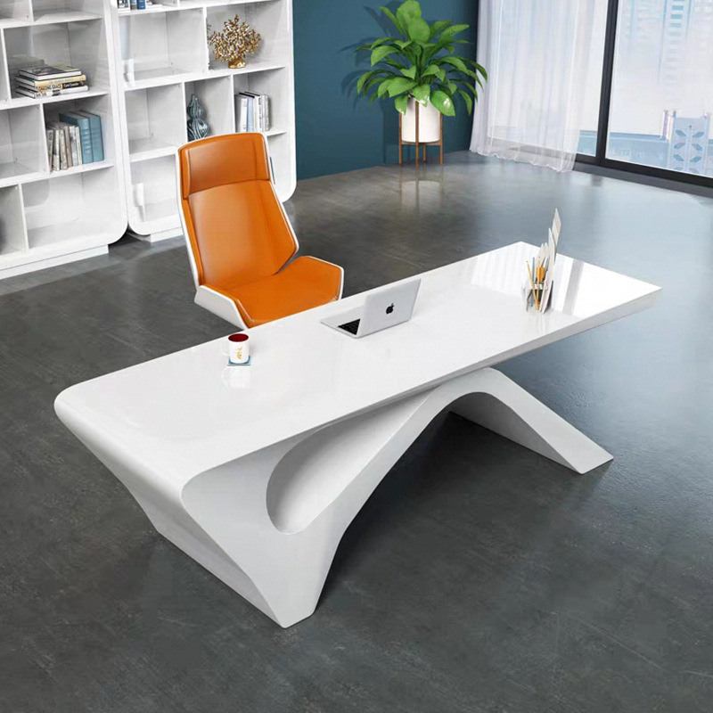 White curved Cool desk escritorios de oficina Executive office Desk set Office Table commercial furniture home schreibtisch