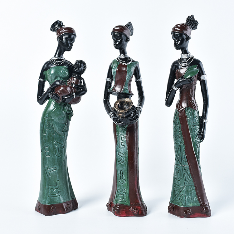 SYLWAN OEM wholesale customized hand work green African lady designer 3d printer resin sculpture decorated in living room