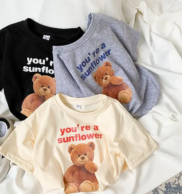 Cute toddler casual t shirts cartoon pattern kids t shirt summer wearing