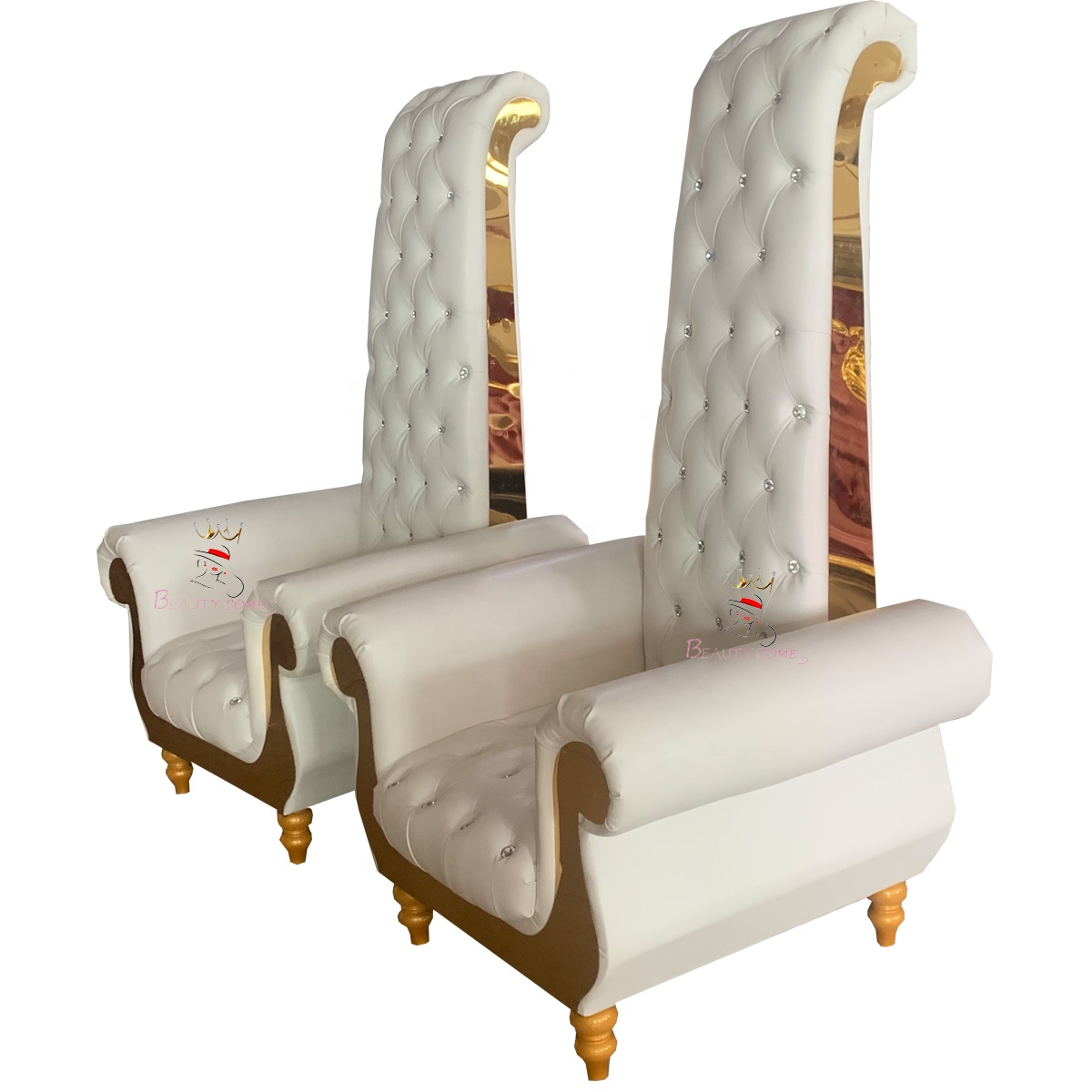 Bride and Groom White High Back Accent Chairs