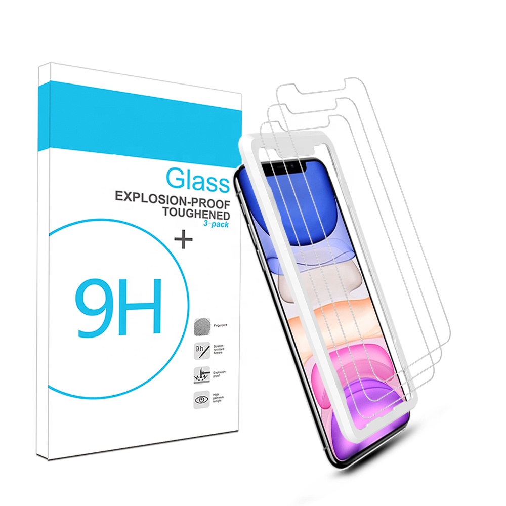 Новейшее закаленное стекло OEM 9H 2.5D для iPhone 12 11 Pro X Xs XR XS MAX, аппликатор для защиты экрана, 3 упаковки, 2019