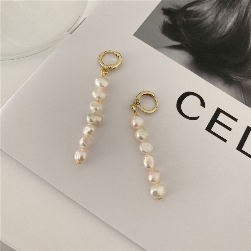 Vershal High Quality 18k Gold Plated Minimalist Freshwater Pearl Drop Earrings For Women