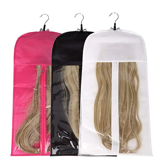 Cheaper Custom Wig Storage Zipper Bag With Wooden Hangers