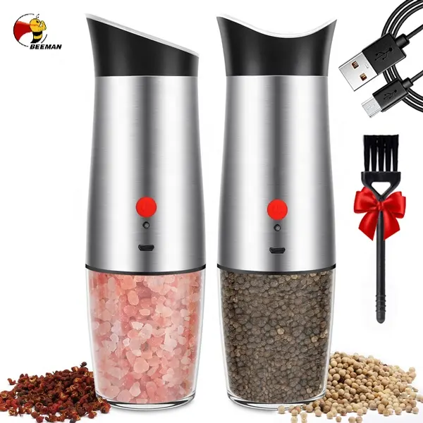 Beeman Usb Automatic Pepper Mill Adjustable Coarseness Stainless Salt And Pepper Rechargeable Electric Mill Grinder