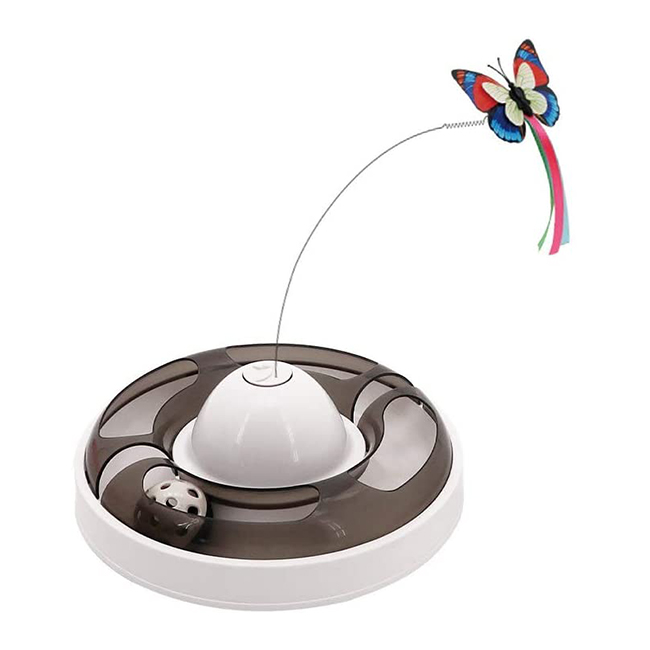 New Product Electric Rotating Colorful Bird Ball Track Tots Teaser Butterfly Cat Toy For Cats