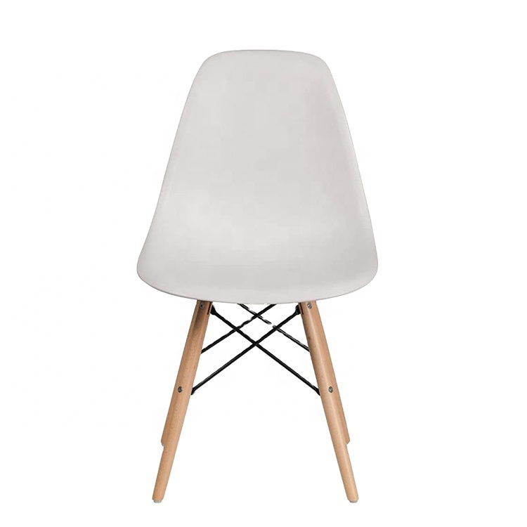 2022 new French Design Hot sale Cheap White Plastic Chair With Rubber Wood Legs