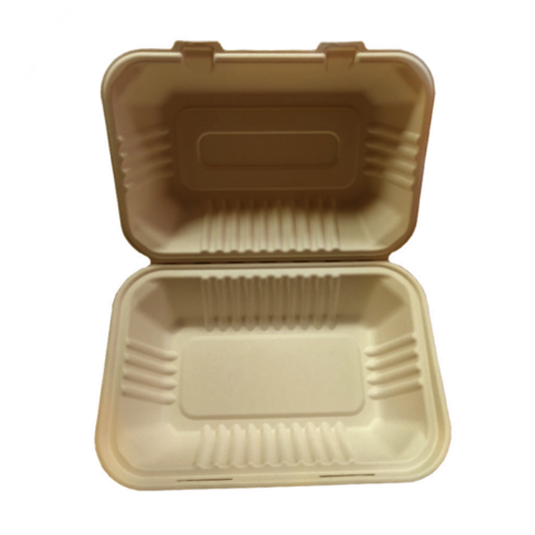 100% Biodegradable 9*6Inch Brown Clamshell Wheat Straw Packing Box