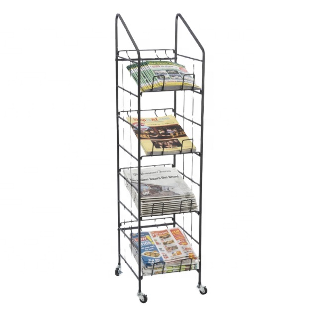 Popular Detachable Metal Mesh Floor Magazine Display Stand