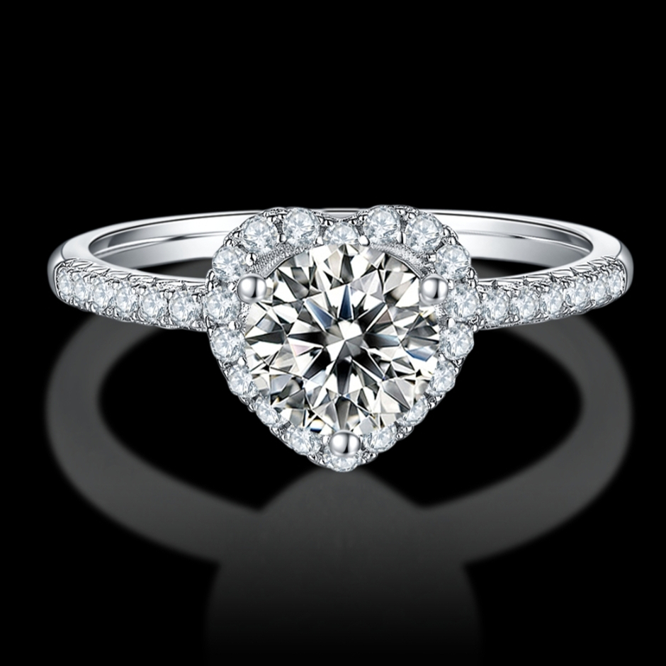 Оптовая продажа moissanites кольцо 6,5 мм D 1ct 925 стерлингового серебра BOCARMAN белый Бесплатная огня алмазов Регулируемые кольца Муассанит