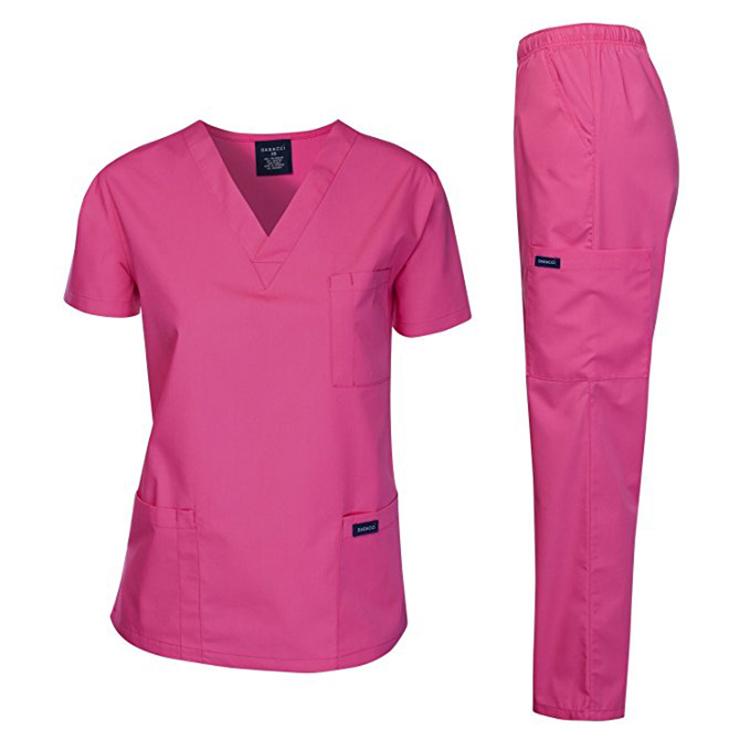 Custom Design Stretch Uniform Hospital Full Around Elastic Closure Nursing Nurse Hospital Scrubs Uniform Set