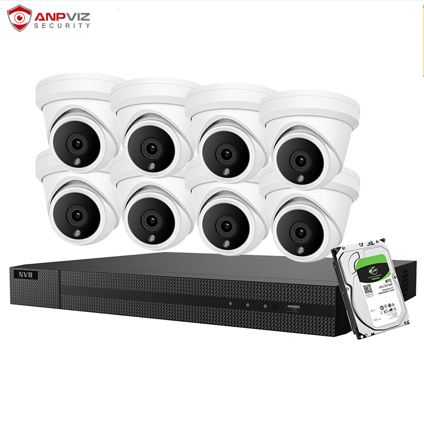 Apviz H.265 16CH NVR 8 шт. 8MP POE башни IPC NVR комплект системы видеонаблюдения ИК наружного видеонаблюдения аудио системы безопасности p2P вид Встроенный 4 ТБ