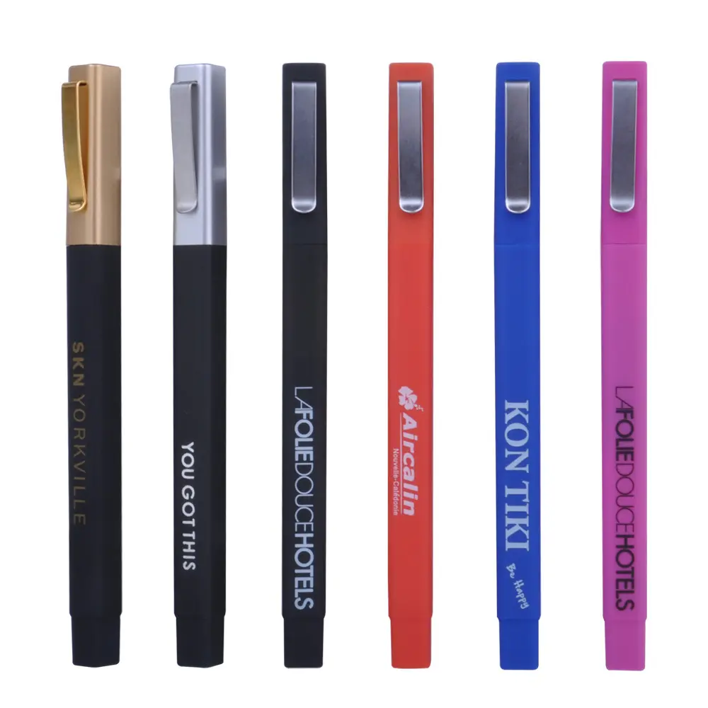 Personalized Black Sheraton Hilton ball pens for hotel promo pens Hotel promotional plastic rubber square ball pen with cap