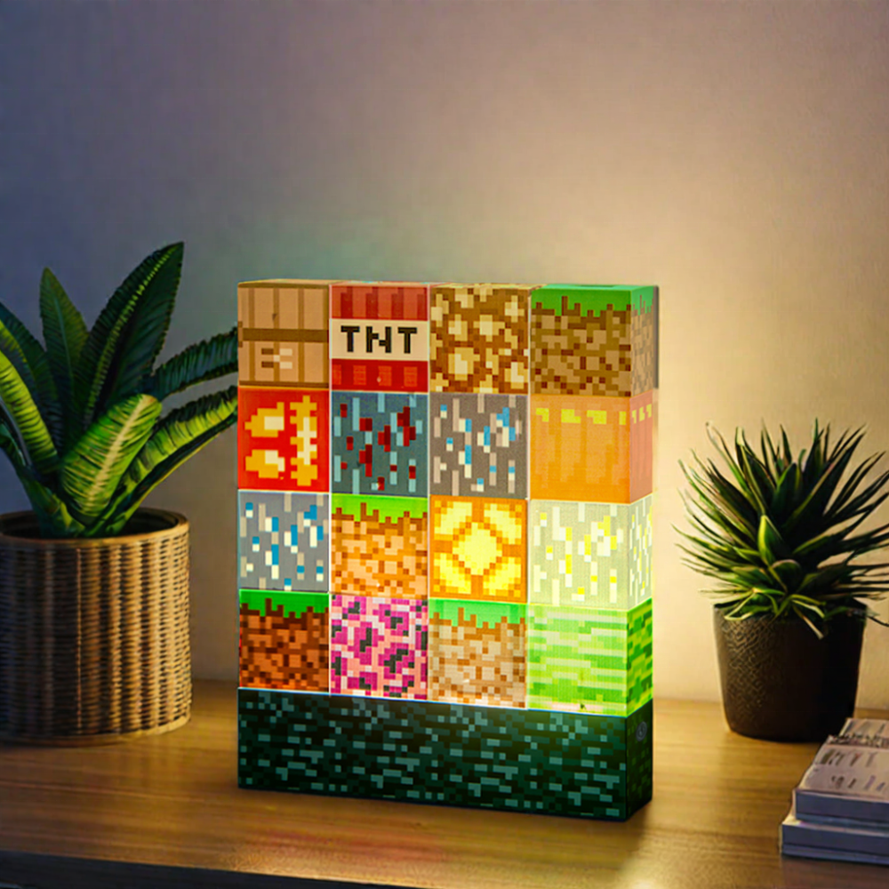 ICARER FAMILY Square Stitching Lamp 16 Pieces Building Block Cute Night Light