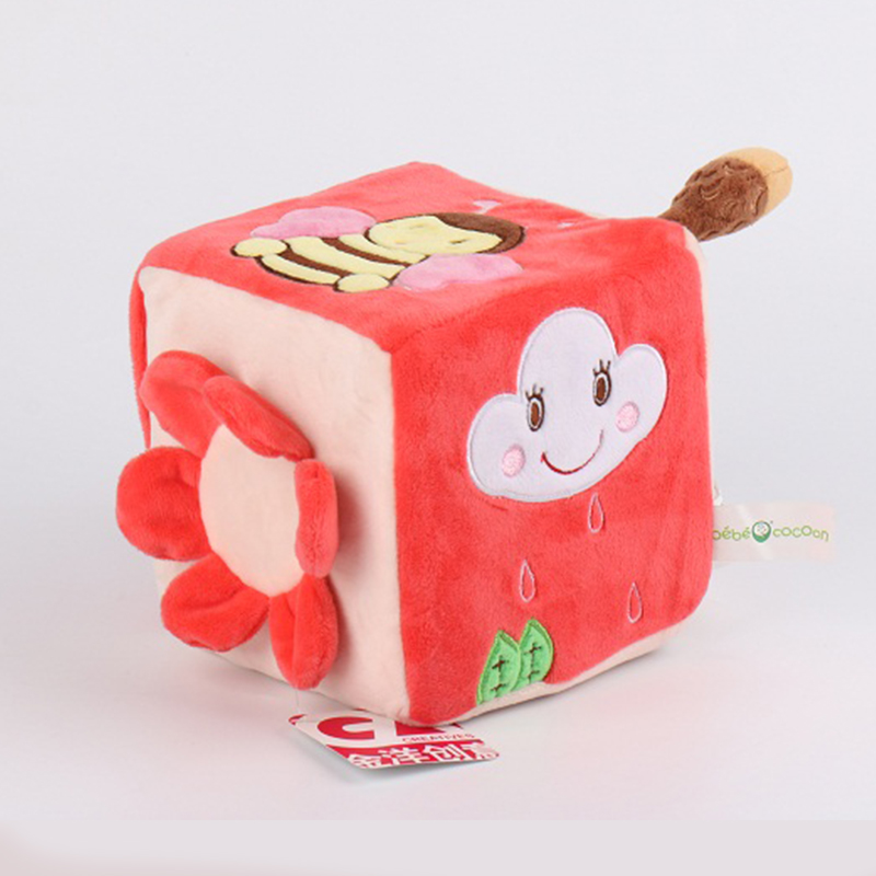 Safty Baby Soft Cloth Square Shape Building Block Cartoon Educational Toy Plush Block
