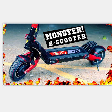 Монстр E-SCOOTER! Мощный двухмоторный электрический скутер Zero 10x 52 в 2000 Ач Вт