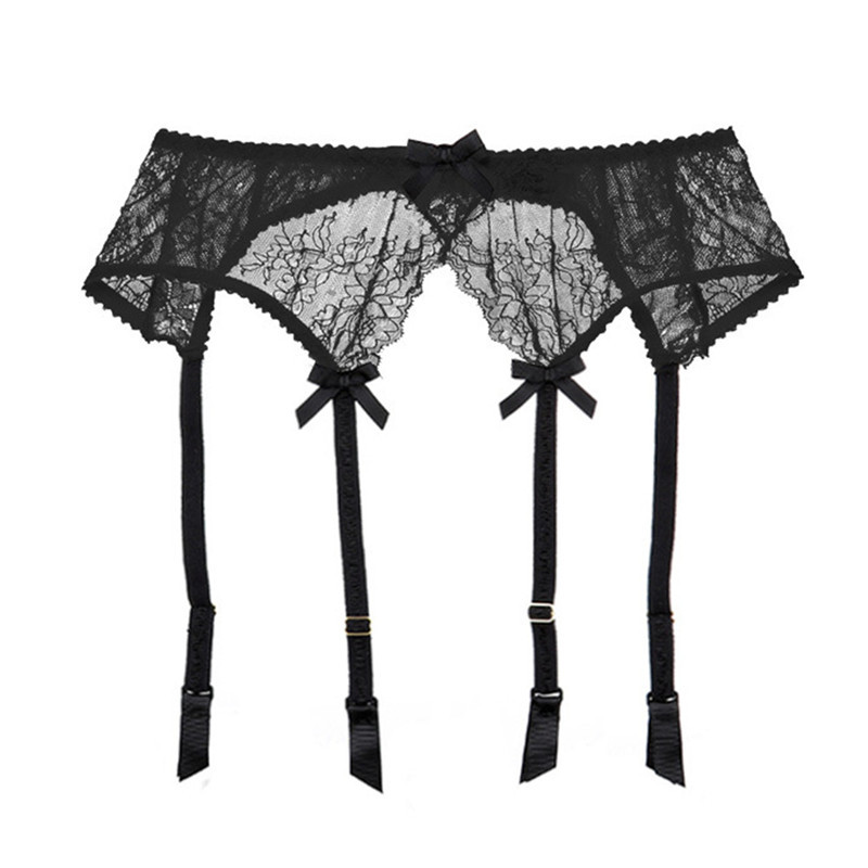 Sexy see-through with clip women lace non-slip transparent garter belt