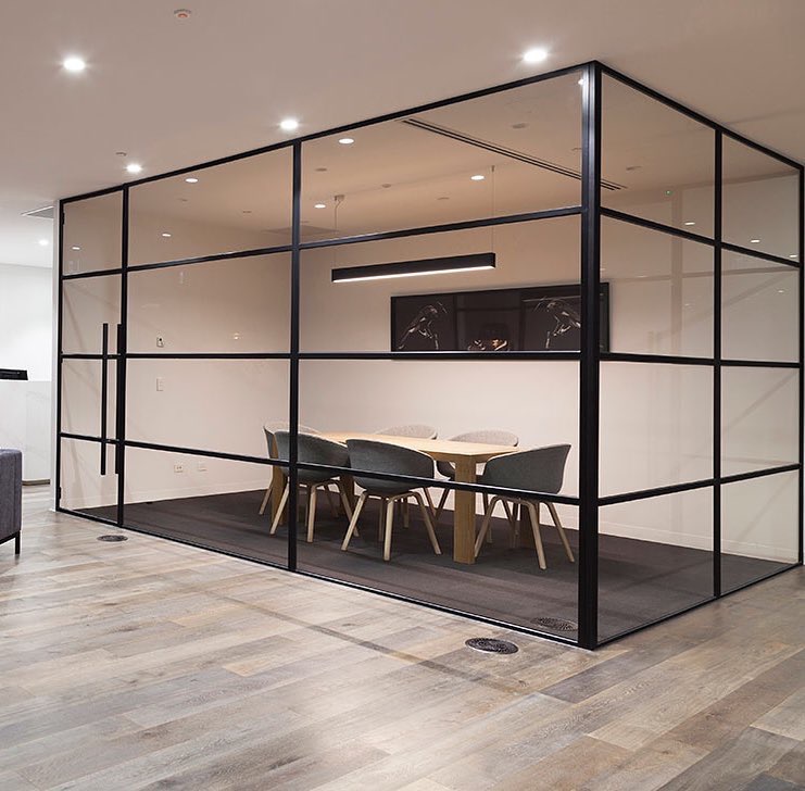 Design glass commercial window & door steel lobby partition design office full height glass wall partition