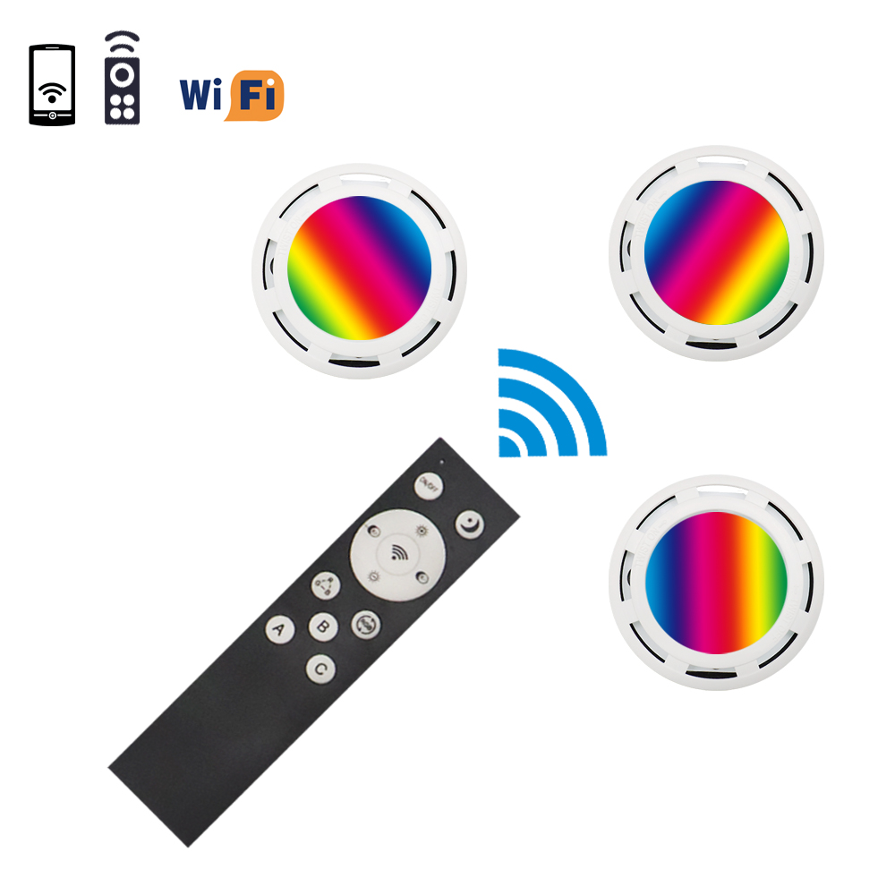 Кухонное освещение 120VAC 4 Вт точечная Светодиодная лампа для шкафа rgb Шайба освещение с пультом дистанционного управления