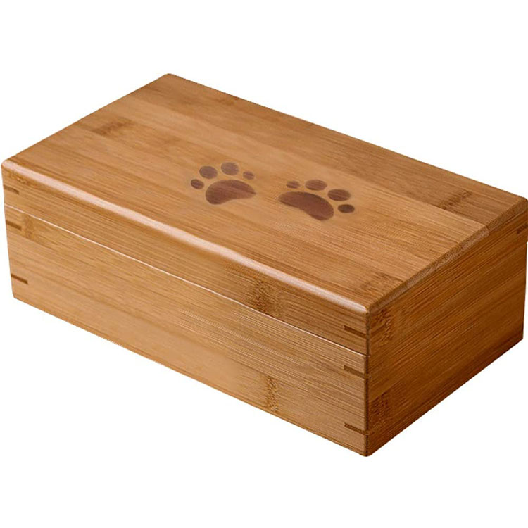 2021 Cao xian county new rectangular natural bamboo commemorative pet urn wooden pet paw mark new urns