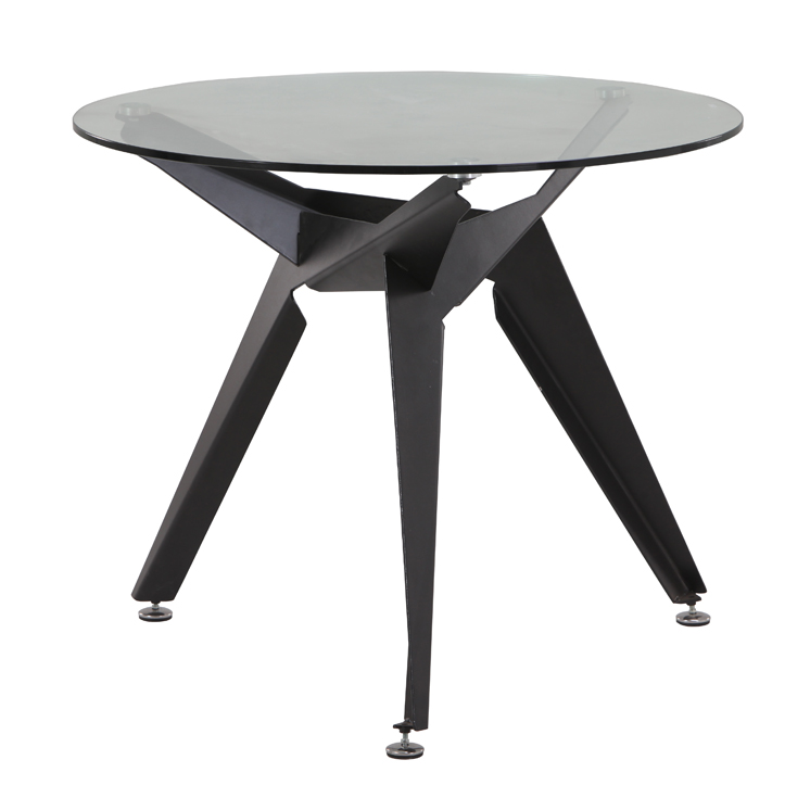 Fashion design modern glass dining room furniture 4 chairs movable round glass dinning table set