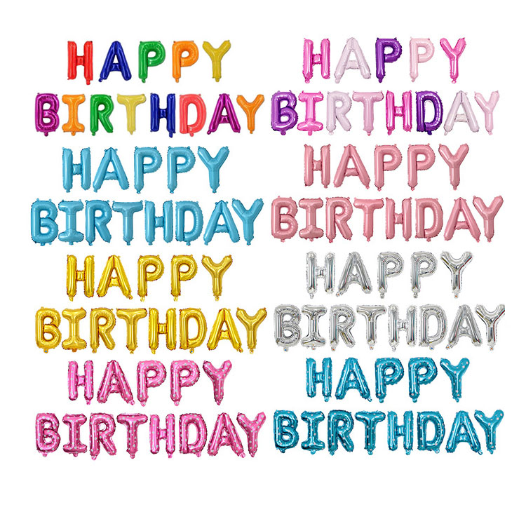 16 "Happy Birthday из алюминиевой фольги с надписью набор воздушных шариков с тонкое издание буквенные украшения на роджественскую вечеринку оптовая продажа