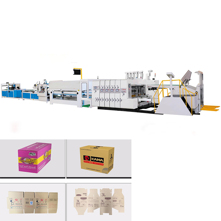 Corrugated Carton Lead Edge Feeder Ink flexo 4 Colors Flexo Printer Folder Gluer & Slotter Die Cutter Corrugated Box Mak