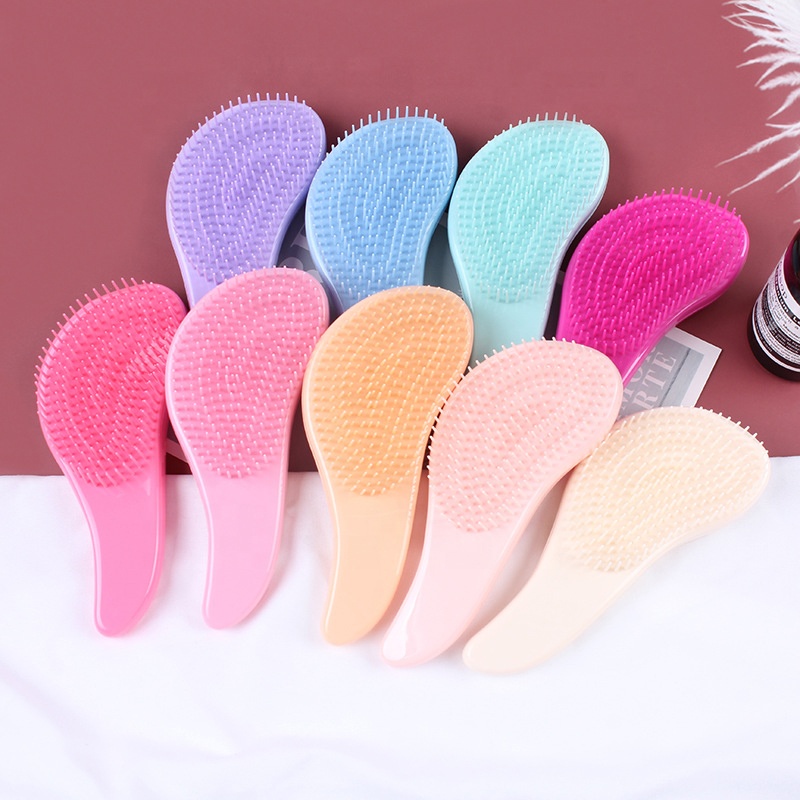 Amazon Portable Pure Color Plastic Massage Hair Comb Anti-knot