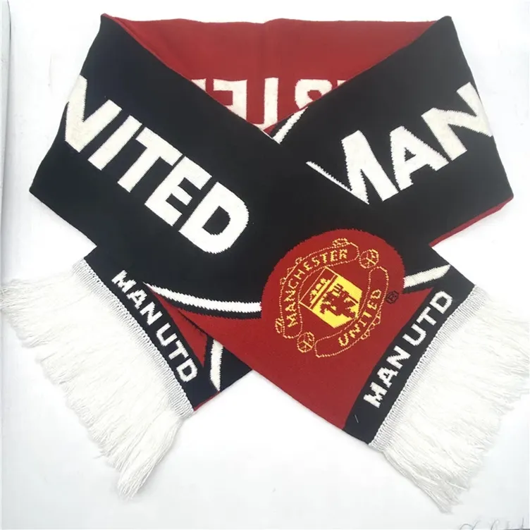 High Quality Custom Winter Scarf Knitted 100% Acrylic Warm Scarves Unisex Football Team Soccer Jacquard Knit For Keeping Warm