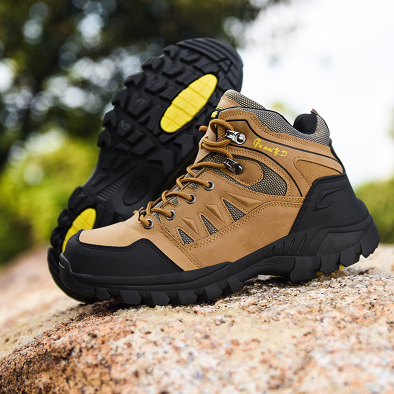 PDEP 39-47 brown outdoor mountain climbing shoes bretheable non slip rubber sole hiking men boots