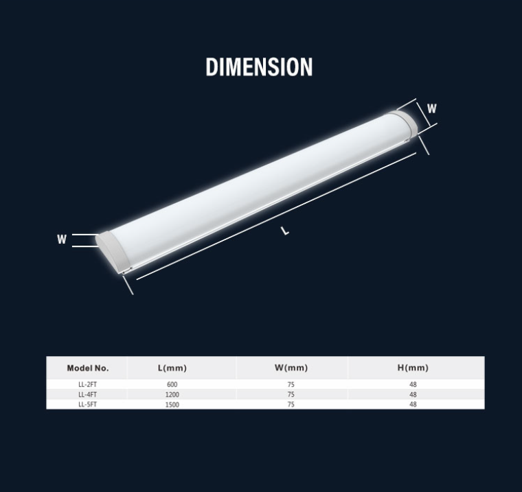 Economical 2FT 4FT LED Vapor Tight Strip Fixture LED Weatherproof Fitting