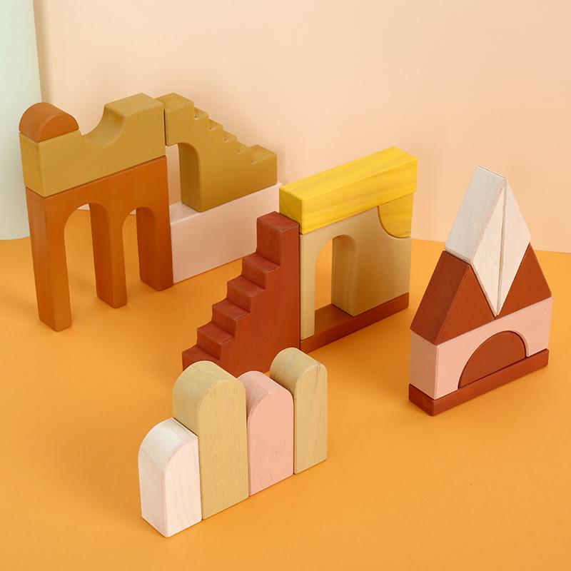 Factory custom viga wooden blocks toys block wood toy educational from direct