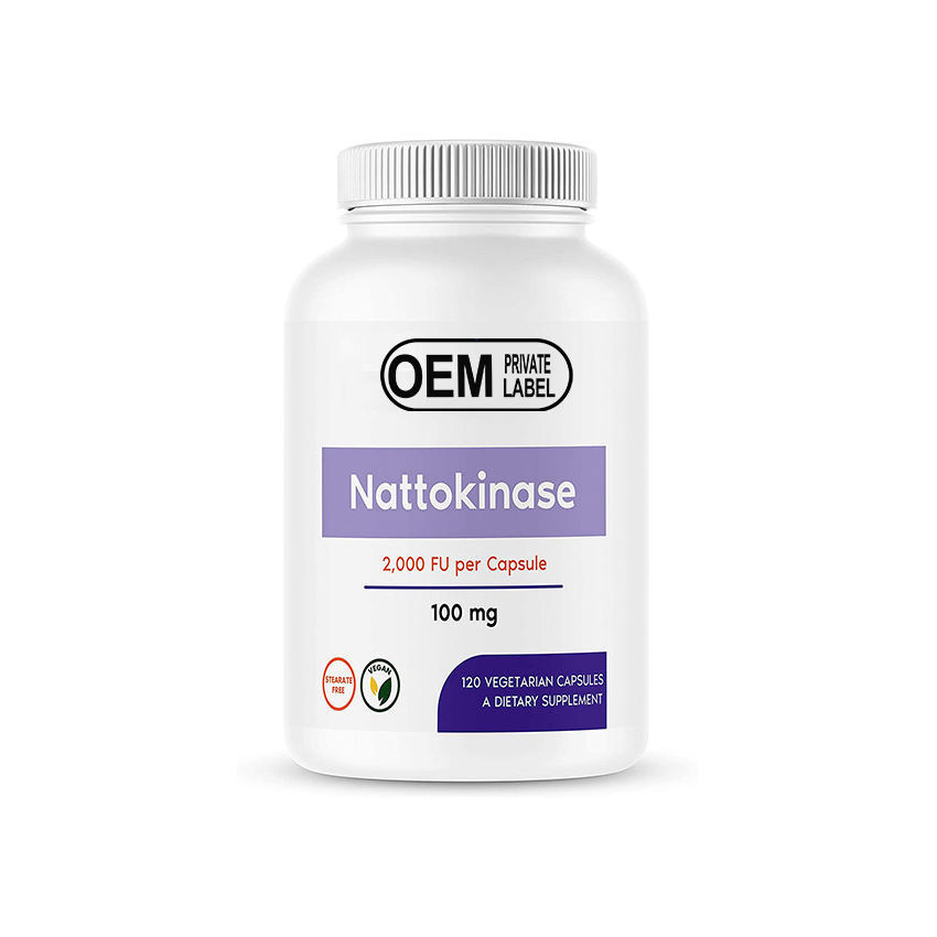 OEM ODM Natto Extract Source Nattokinase Supplement 120 Veggie Capsules for Heart Health & Antioxidant Beauty Support