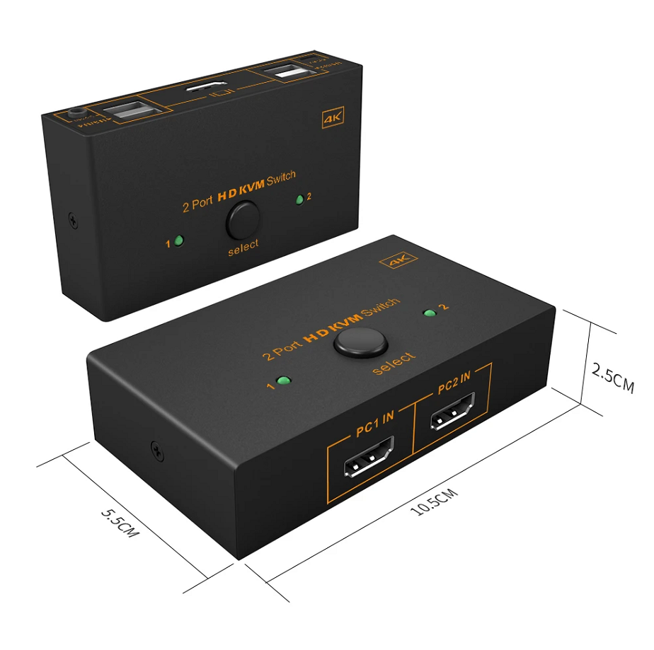 Летать Кан, состоящий из универсального адаптера на 2 USB HD KVM переключатель-USB2.0x4 порта