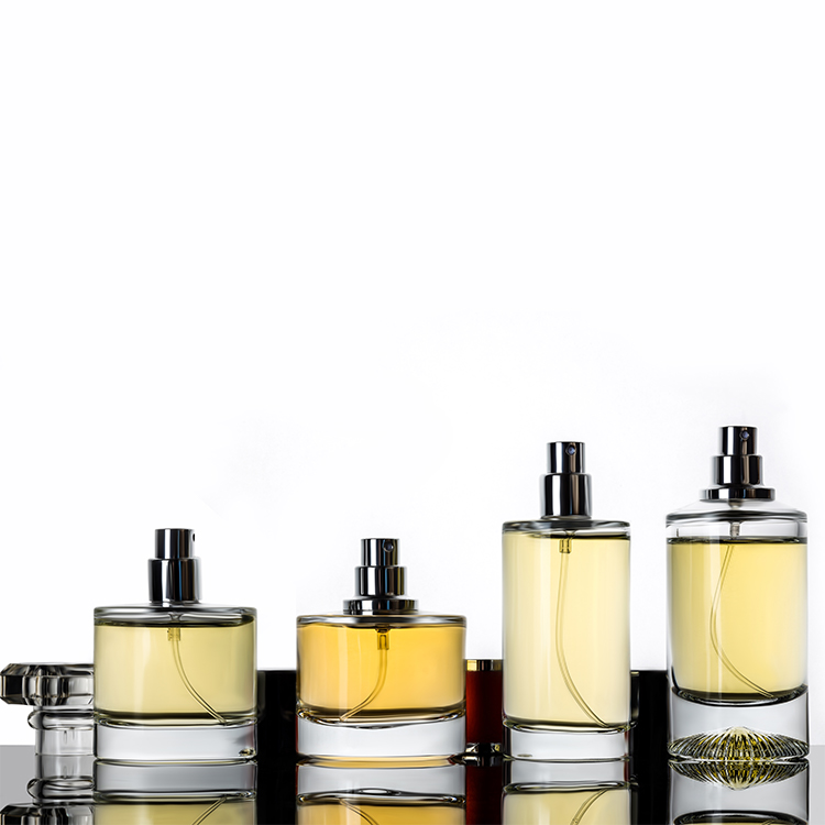 30ml 50ml clear round luxury fragrance empty perfume bottle with silver perfume spray pump