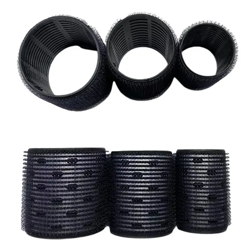 Custom logo ceramic thermal hair curlers rollers heatless curling plastic hair rollers with elastic hair rollers set curlers