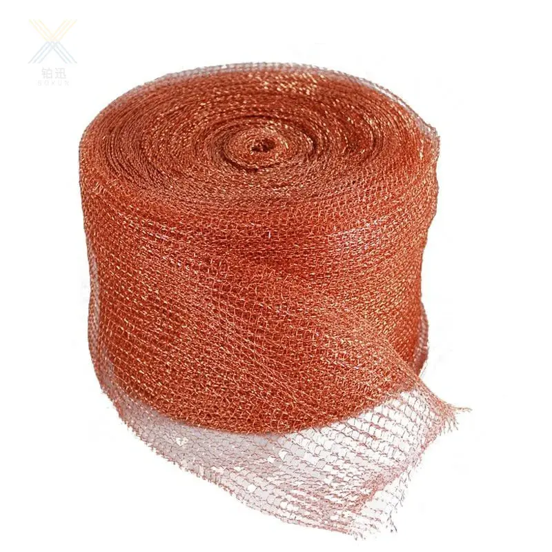 Distillation copper knitted wire mesh 4"x10m roll pest control red copper knitted mesh