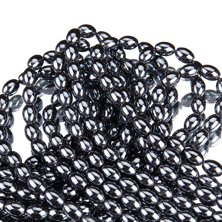 Hematite rice-shaped beads of various sizes can be customized jewelry materials factory direct sales