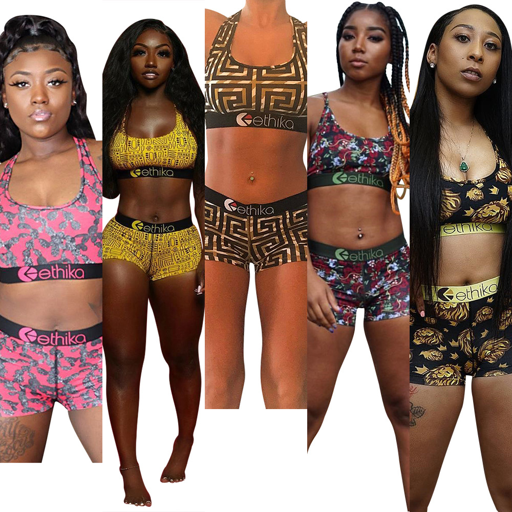 2020 New Arrivals hot sexy girl Sportswear ethika Running Gym Biker Short Set