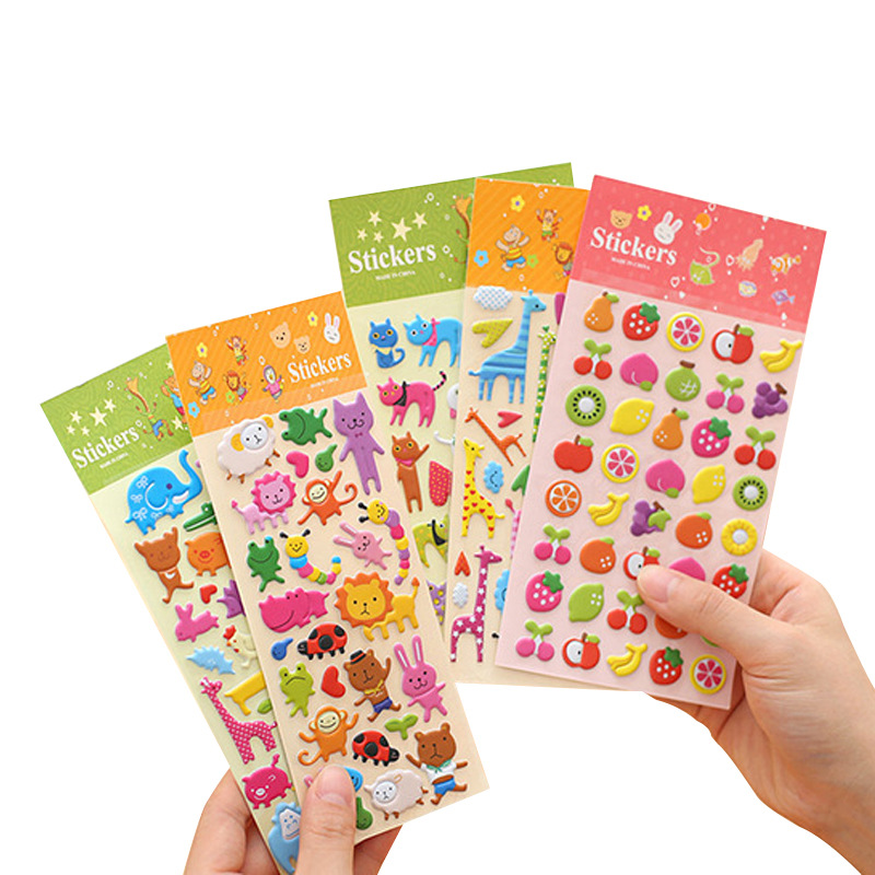 Wholesale Soft Boys Girls Gift Animal Fruits Smiling Face Car Fish Cute Puffy Stickers For Kids