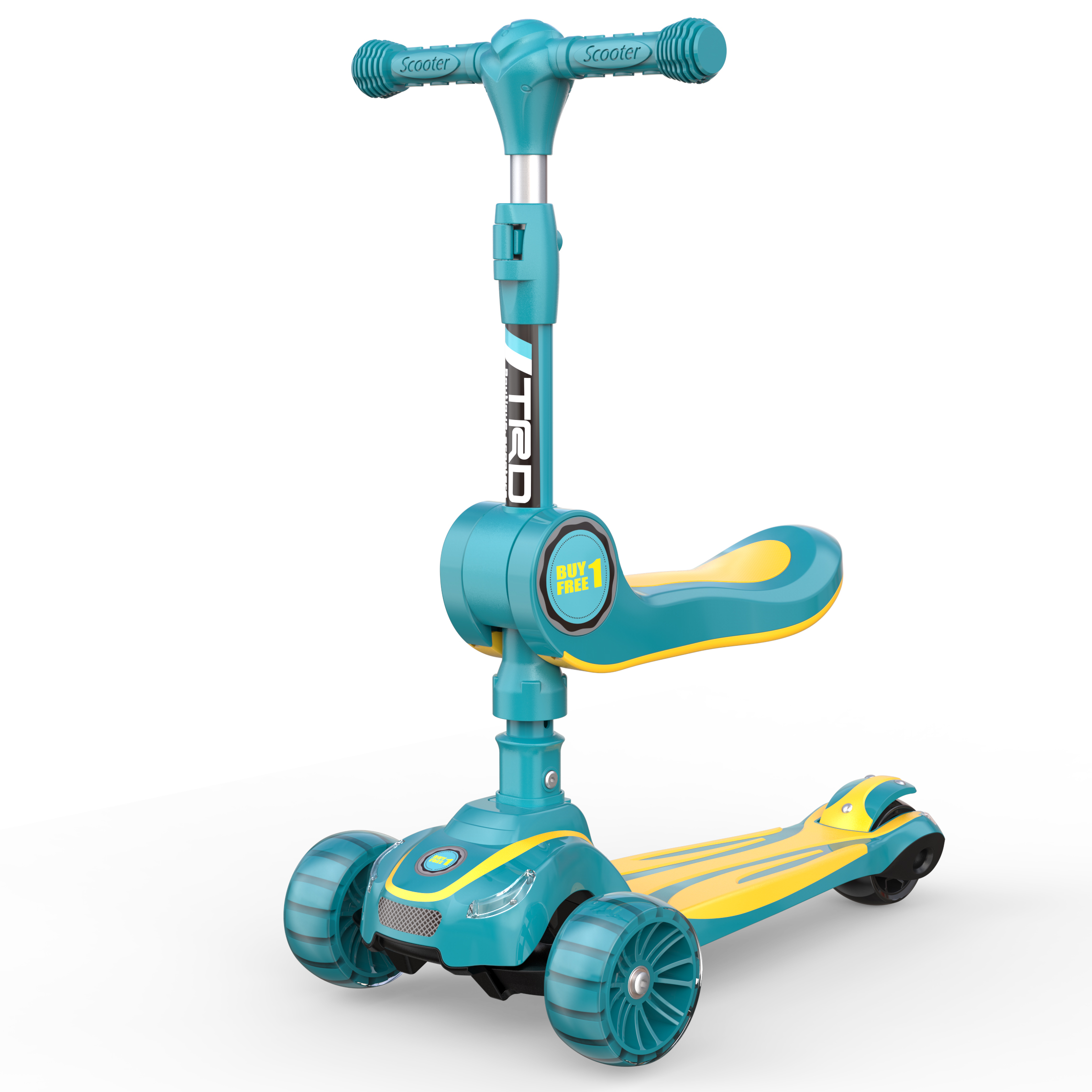 Top Grade Foldable Portable Thickened Wheel 3 Wheels Kids Scooter With Seat 3 In 1 Baby Scooter