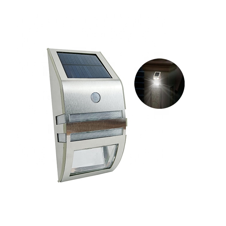 Waterproof Stainless Steel Outdoor Garden Wall Mount Lamp LED Motion Sensor Solar Wall Light